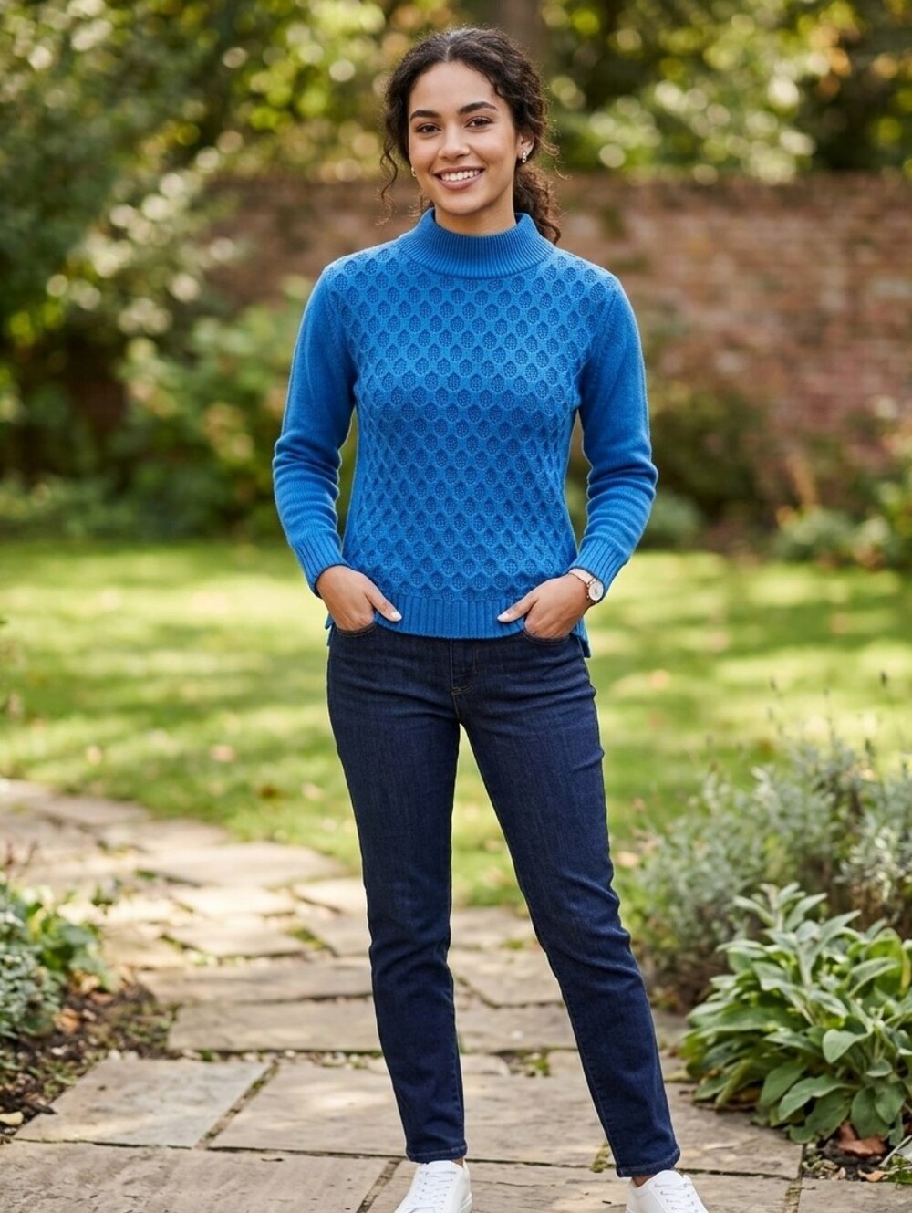 Talbots Vibrant Blue Cowl Neck Sweater Small 19 pit to pit